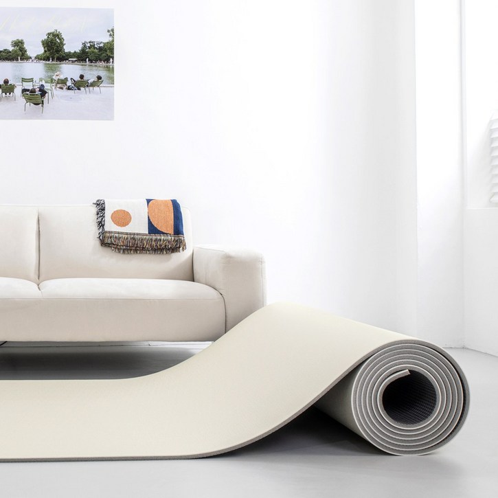 PVC 층간소음 롤매트 두께 1.5cm, 아이보리 캔버스