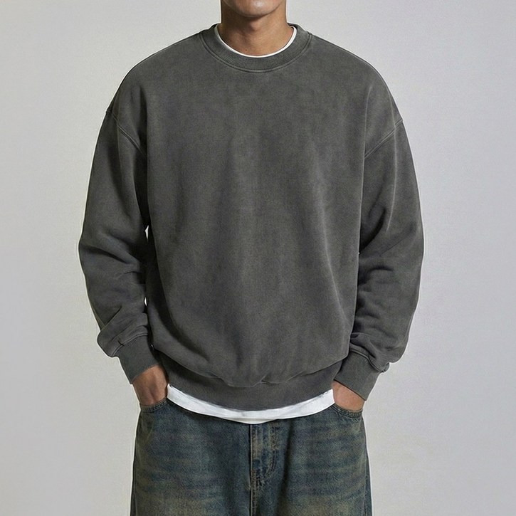 문컬렉션 쭈리 남녀공용 무지 피그먼트 맨투맨