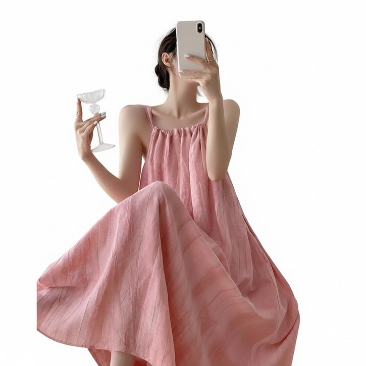 차쿠 휴양지 여성 비치원피스 홀터나시 러블리 비치 원피스