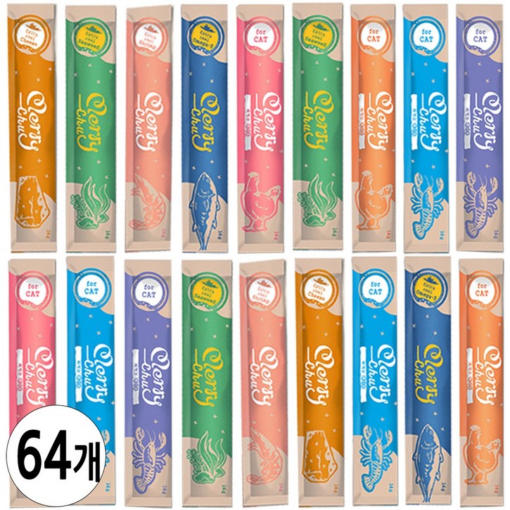 네츄럴코어 고양이 짜먹는간식/메리츄, 64개, 14g, 혼합