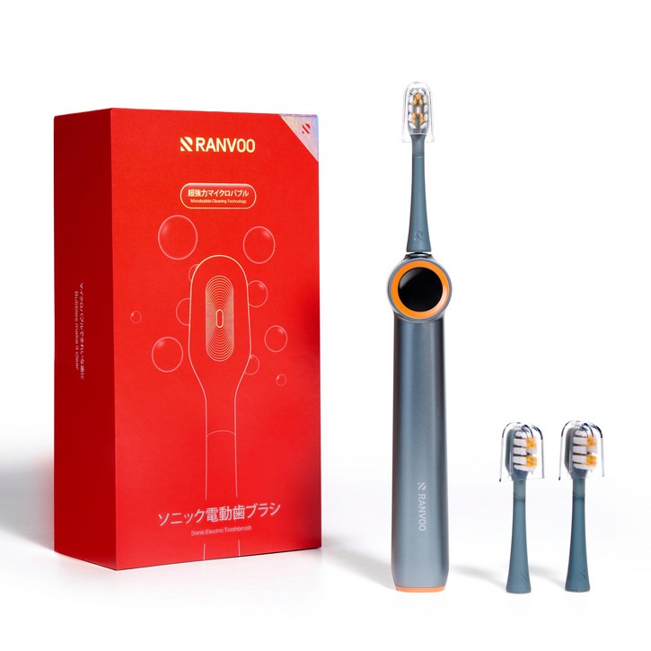 RANVOO 란부 AirJet X3 에어젯 전동칫솔 잇몸케어 잇몸보호 음파 전동칫솔 구강케어 저자극 전동칫솔 잇몸염증 치은염 잇몸출혈 약한잇몸 치주염 플라그제거 임플란트 치아교정, 1개, 그레이, PH3