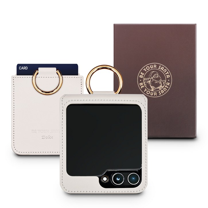 갤럭시 Z플립6 케이스 이태리 천연가죽 힌지보호 카드수납 링 루나케이스, 돌체케이스