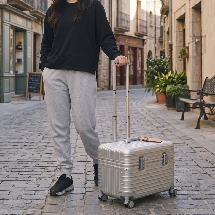 베리버터 위로 열리는 캐리어 승무원 파일럿