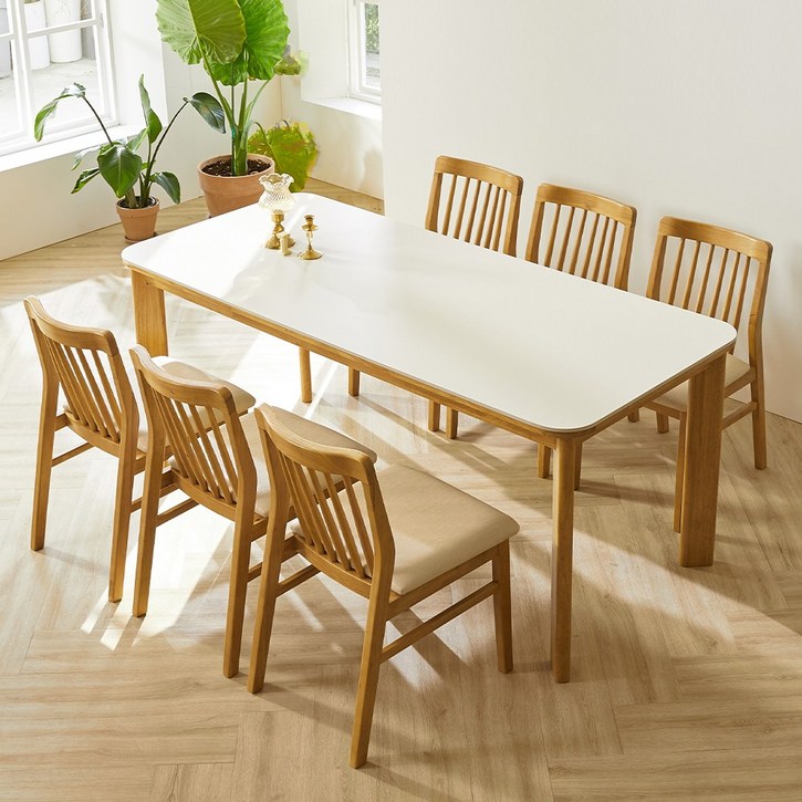 보루네오 엘리브 리움 6인용 세라믹 원목 식탁 의자 6개 세트, 스퀘어의자6Ppn9351