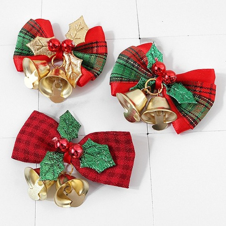 비즈아이 690077크리스마스 오너먼트 트리장식 리본 종 ,1개