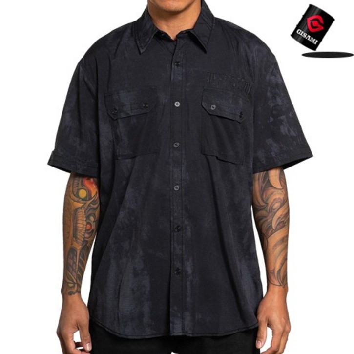 기사미 어플릭션 반팔셔츠 타투패션셔츠 이글문양 존재감 반팔셔츠 110WV829 블랙