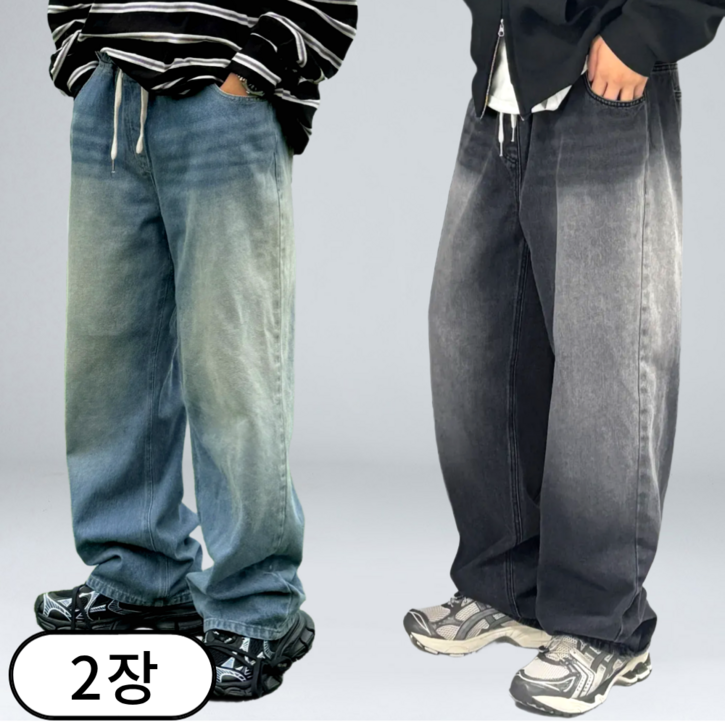 11 남자 밴딩 청바지 빅사이즈 세미 와이드 데님 팬츠 66552