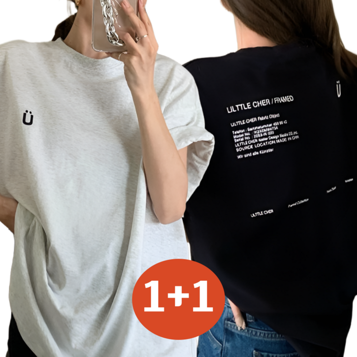 오헬 여성 여름 레터링 면 반팔 티셔츠 2종 세트