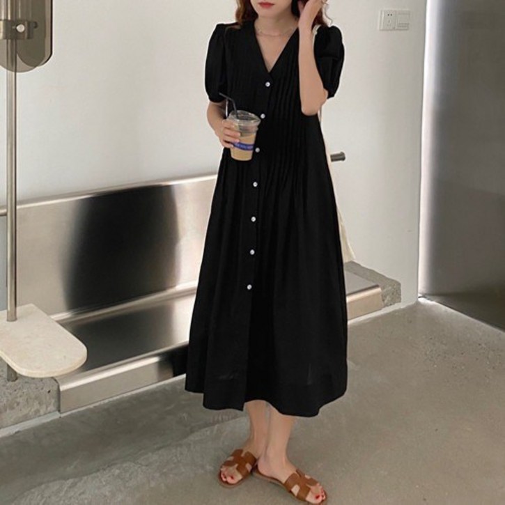 모니카 세로 핀턱 버튼 롱 원피스 제이플로우 린넨 여름 루즈핏 주름 브이넥 모니카 세로 핀턱 버튼 롱 원피스 제이플로우 린넨 여름 루즈핏 주름 브이넥