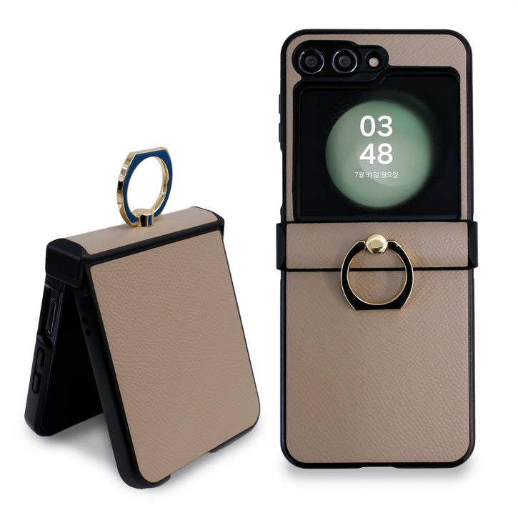 리네시 갤럭시 호환 Z플립 지플립 힌지보호 가죽 링 핸드폰 케이스