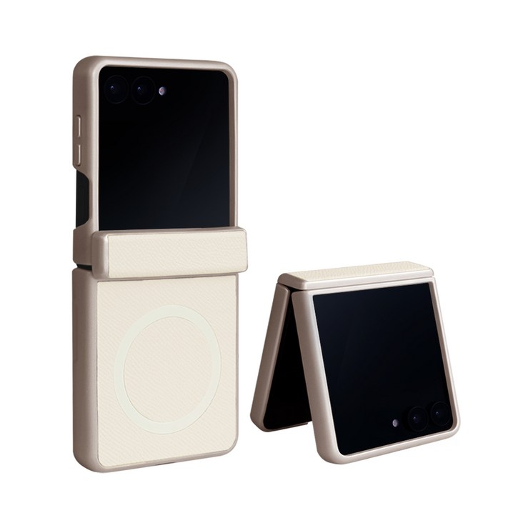 제루크 갤럭시 호환 Z플립 맥세이프 힌지보호 소가죽 풀커버 휴대폰 케이스