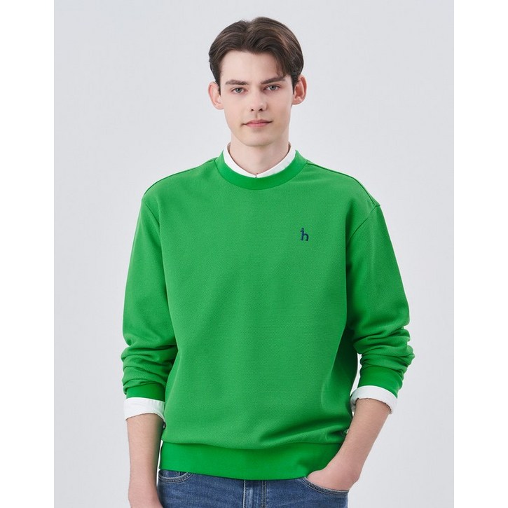 24SS Essential 그린 허니콤 조직 맨투맨 HZTS4A102E2