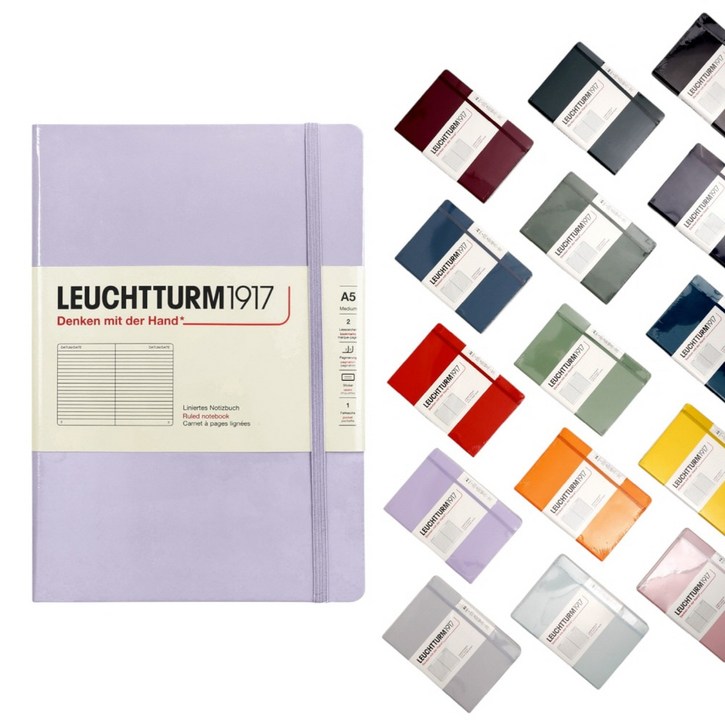 로이텀 하드커버 미디움 A5 유선 노트, 블랙