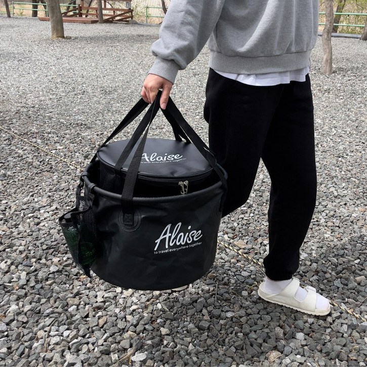 알래즈 캠핑 설거지통 가방 30L 건조망 세제통 와이어 설거지망 단독 사용가능 건조망세트, 블랙