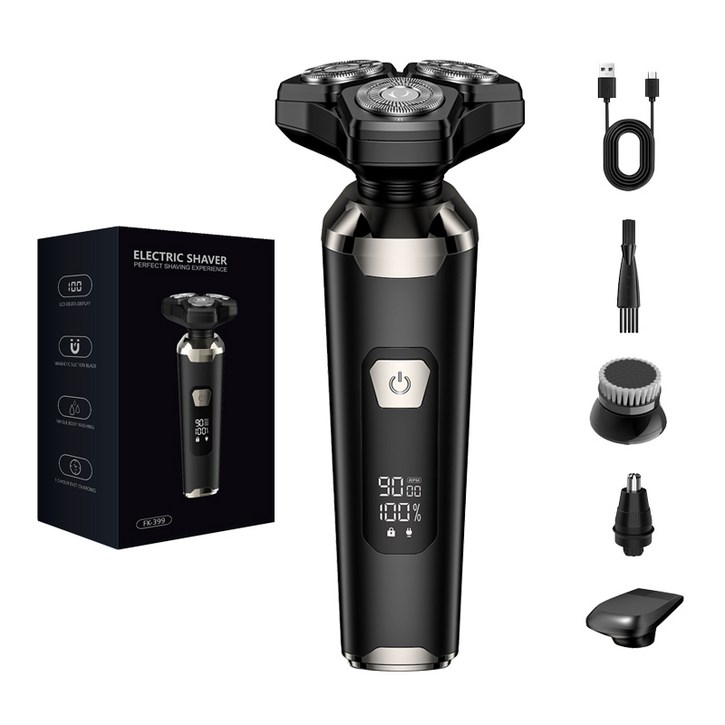 Veralool 남자 3헤드 전기면도기 자기흡인 4in1 생활방수 전동 휴대용 C타입 충전식 쉐이버 코털제거기