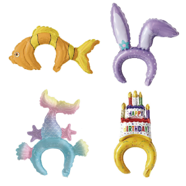 파티은박헤어밴드 4종세트 풍선머리띠