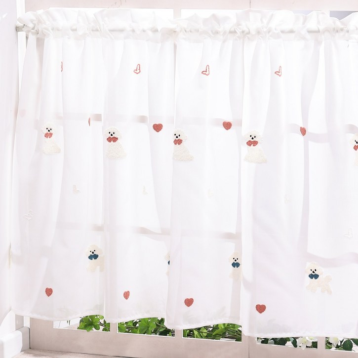 고급 자수 귀여운 이미지 토끼 강아지 바란스커튼 주방바란스