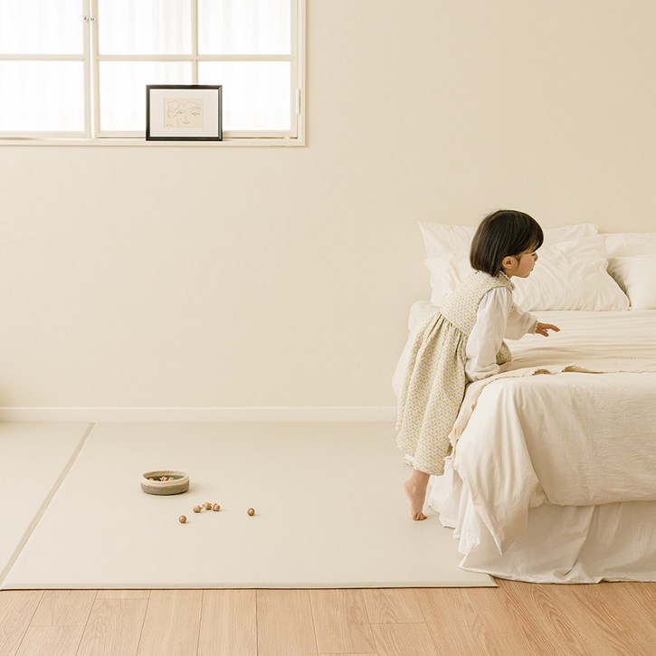 에코폼 놀이방 플랫 유아 PU 매트, 심플 밀크