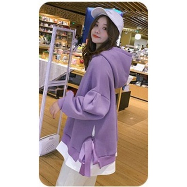 루오코 겨울 기모 후드 티 학생 패선 여성 의류
