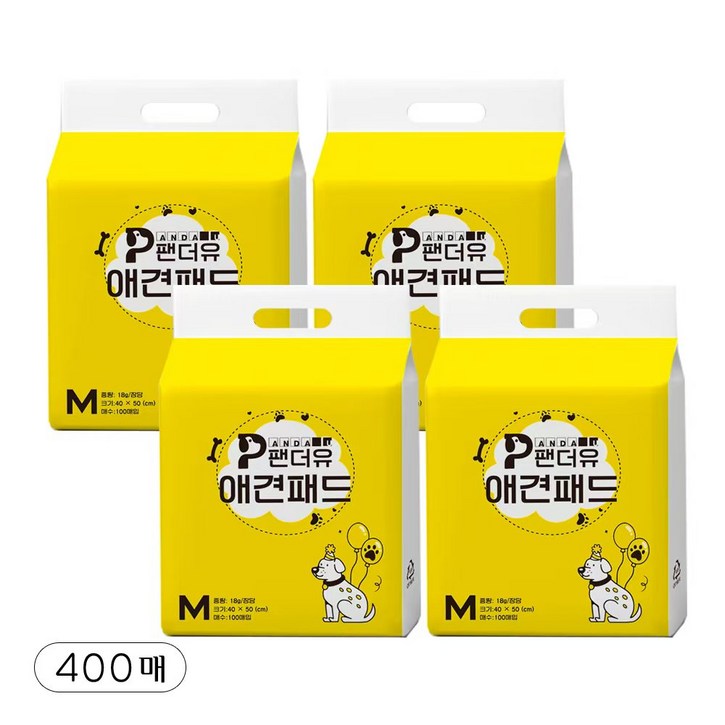팬더유 강아지 50 x 40cm 소형 18g 배변패드, 4개, 100개입