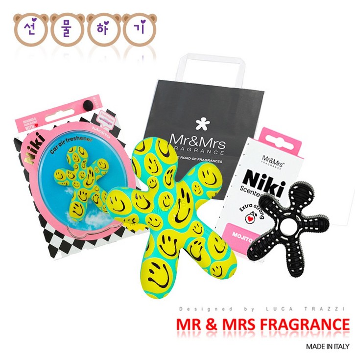 미스터앤미세스 차량용방향제 니키 데코 선물 SET 쇼핑백증정, 니키본품 데코 스파이시시트러스, 1세트