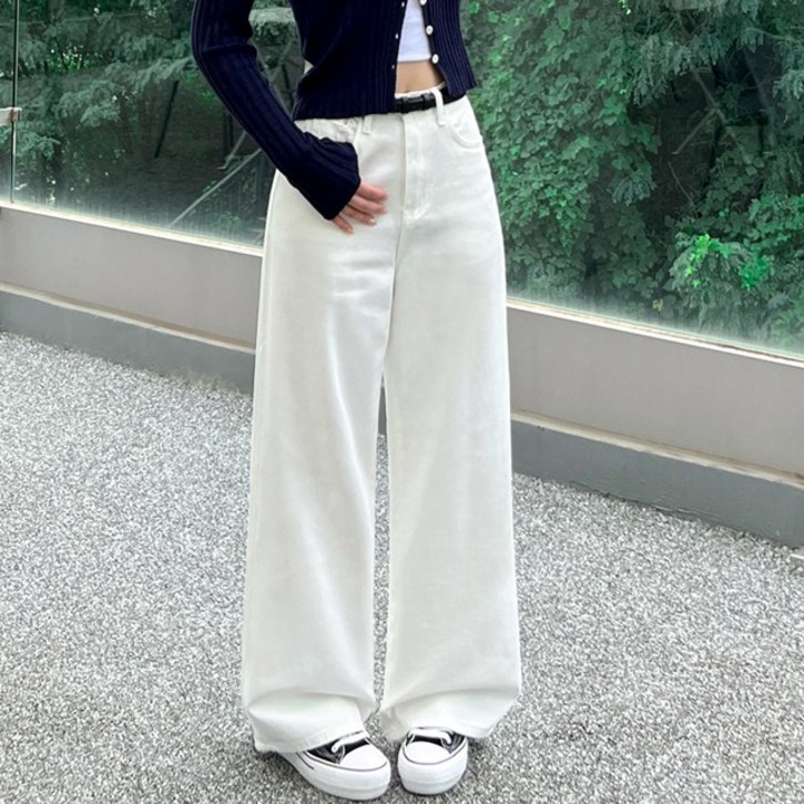 기모추가 숏기장 롱기장 클로나인 여성용 일자 와이드 화이트 코튼 팬츠 바지 빅사이즈까지 다리가 길어보이는 면바지