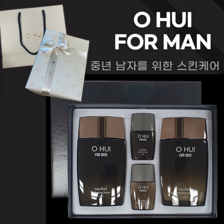 [오휘 정품] 남성 남자 옴므 포맨 대용량 보습 스킨 로션 기초 스킨케어 2종 세트 30대 40대 50대 60대 아빠 아버지 생일 생신 백화점 고급 선물 세트 쇼핑백 증정, 1개