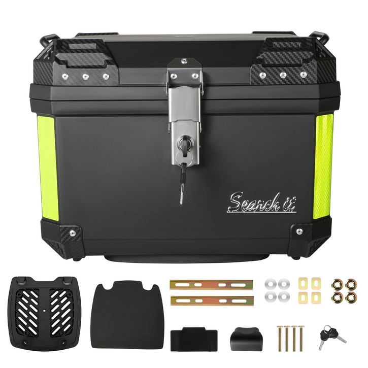서치잇 오토바이 탑박스 57L 배달통 오토바이트렁크수납 자전거 두텁게 방수 방진 대용량 탑박스 헬멧 수납함, 블랙