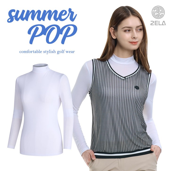 투엘라 여성 봄 여름 긴팔 반폴라 티셔츠  쿨 냉감 빅사이즈 스판 스포츠 골프 등산 아웃도어 이너 레이어드 긴팔티