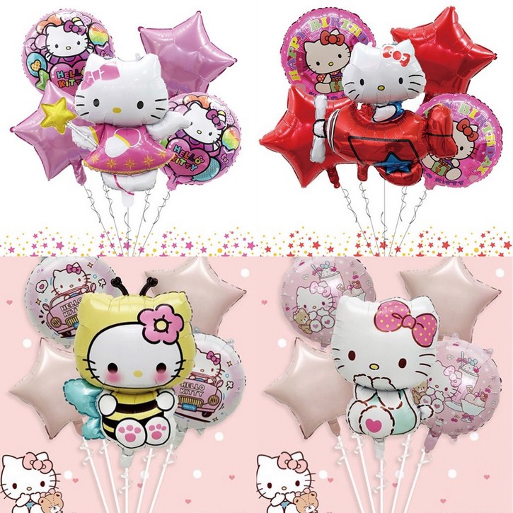헬로키티 산리오 키티 풍선세트 5개1세트 생일파티 이벤트 풍선세트 키티풍선 파티