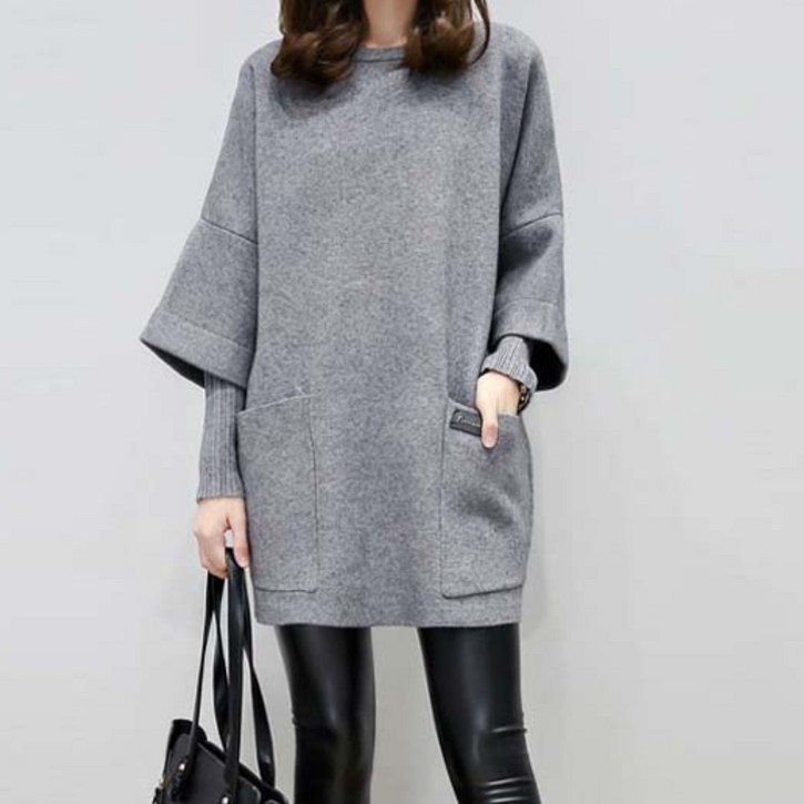 TIMEPURE 여성  봄 가을 라운드 루즈핏 페이크 7부 맨투맨 루즈핏 통기성 좋은 빅포켓 롱 코디 아이템 데일리 루즈핏 아우터 빅사이즈 핑크 그레이 2종 필수 아이템