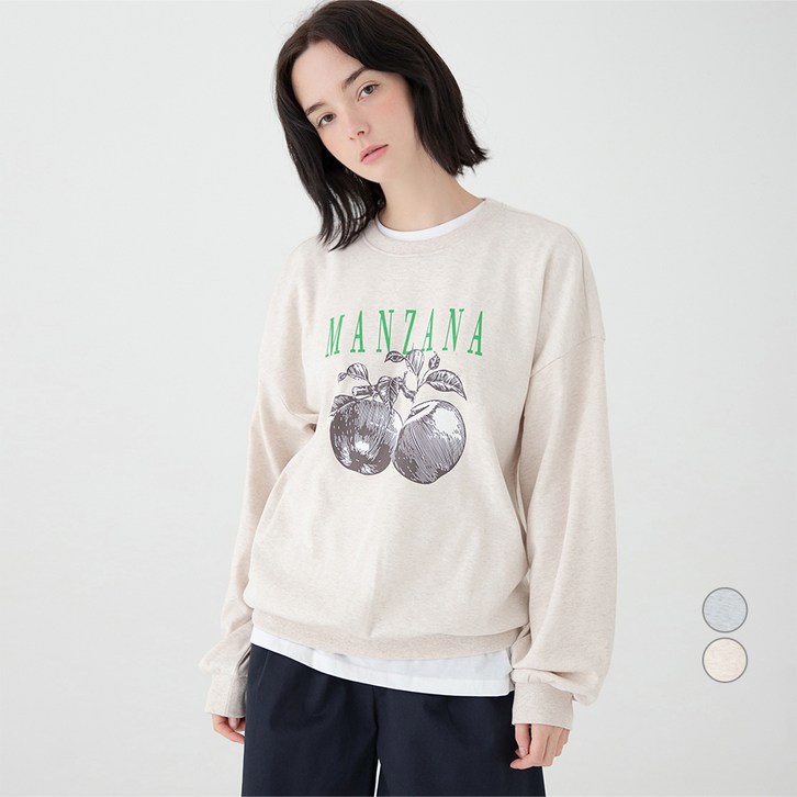 Elle Paris 오버핏 그래픽 특양면 맨투맨 MANZANA Elle Paris 오버핏 그래픽 특양면 맨투맨 MANZANA