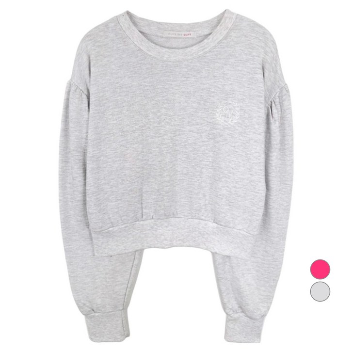 올리브데올리브 여성용 볼륨소매 크롭 면 맨투맨