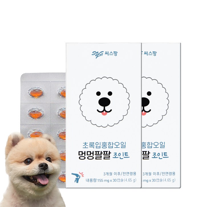 멍멍팔팔 강아지 영양제, 30정, 뼈관절강화, 2개 멍멍팔팔 강아지 영양제, 30정, 뼈관절강화, 2개
