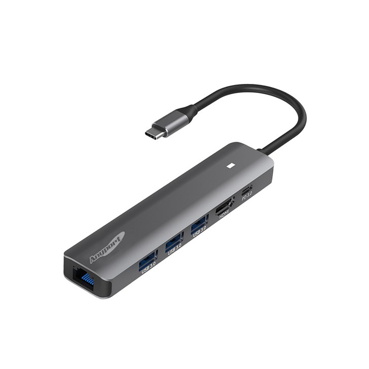 애니포트 6포트 C타입 맥북 PD 충전 삼성 덱스 연결 멀티포트 USB 허브 APTC61PUL, 혼합색상, 1개 애니포트 6포트 C타입 맥북 PD 충전 삼성 덱스 연결 멀티포트 USB 허브 APTC61PUL, 혼합색상, 1개