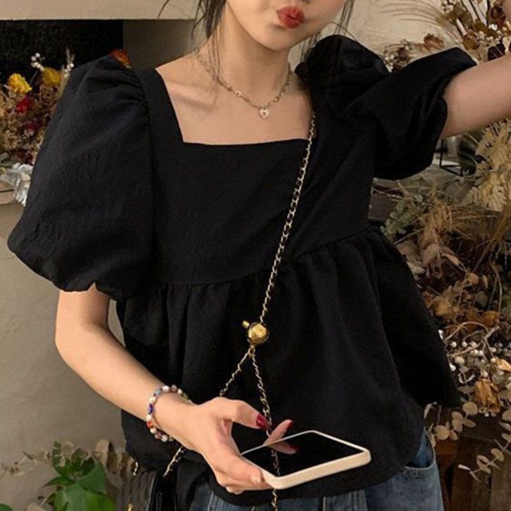 신나몰 여름 여성 반팔 블라우스 스퀘어넥