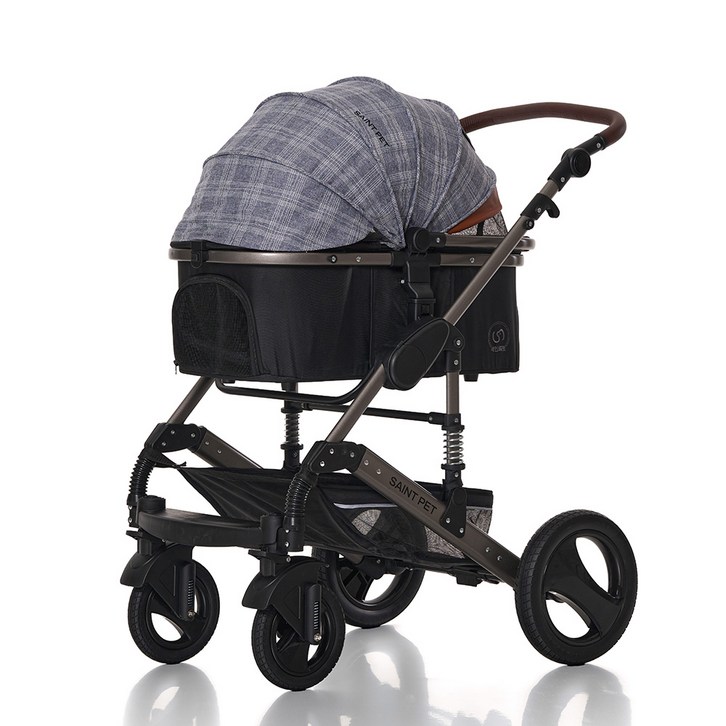 세인트펫 프리미엄 강아지유모차 알루미늄 프레임 30.5cm 대형바퀴 에버메이트 엘리트, 1. 체크패턴 그레이블랙