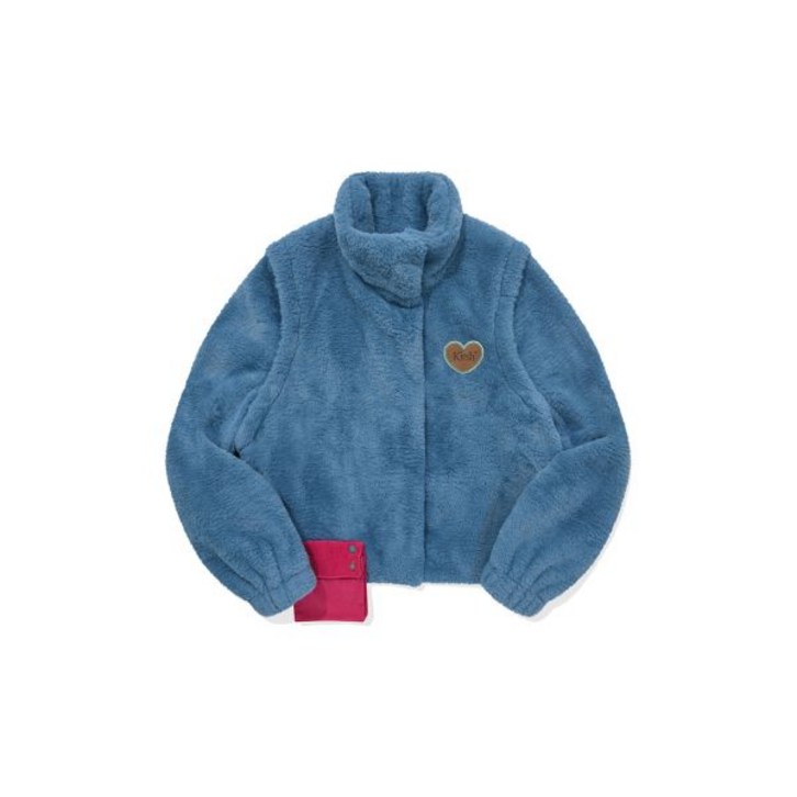 KIRSH 포켓 포인트 투웨이 크롭 퍼 자켓 블루