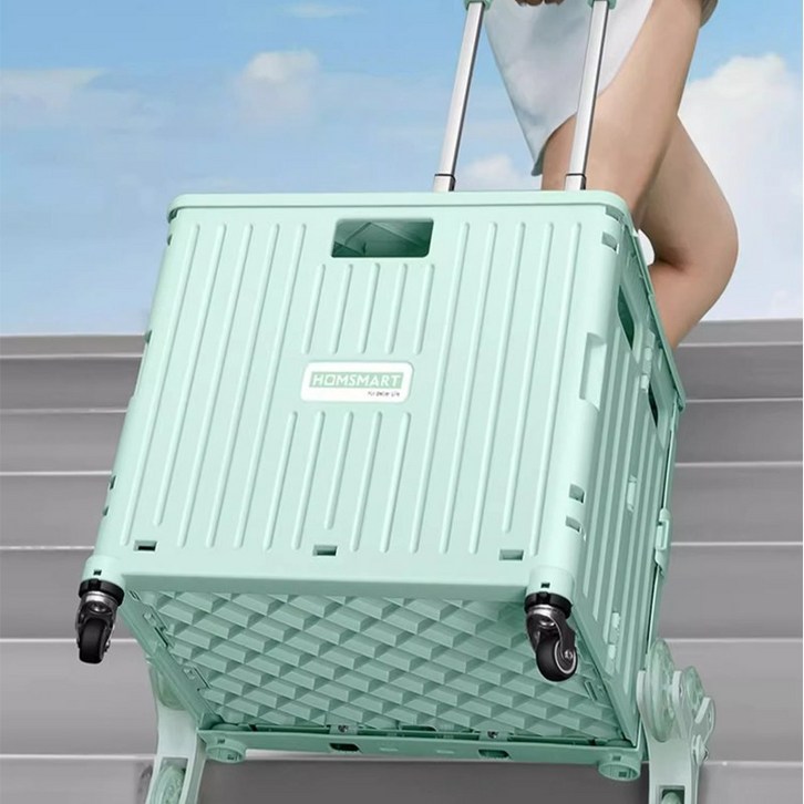 코무무 360도 4바퀴 접이식 다용도 폴딩카트 65L, 민트, 1개, 단품