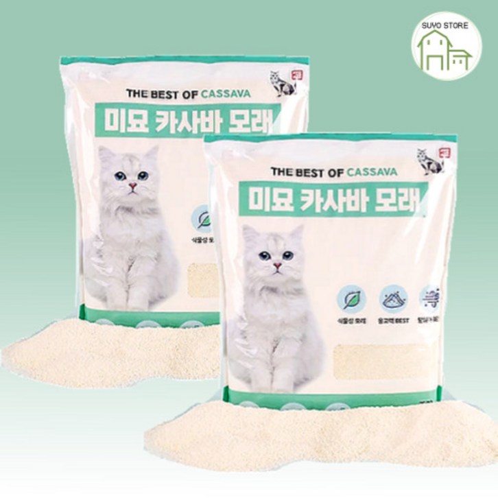 미묘 카사바 고양이 모래, 10L, 2개