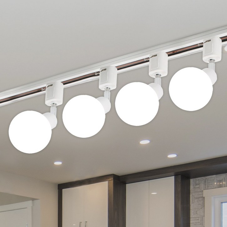 레일조명 자유봉전구 세트, 4세트, 화이트주광색