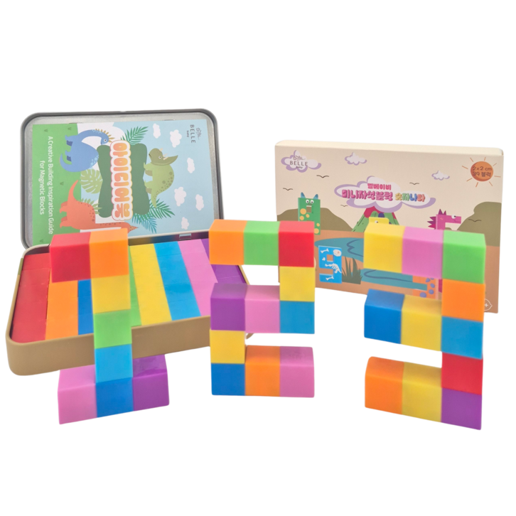 벨베이비 미니 자석블럭 휴대용 틴케이스, 숫자나라레인보우, 1개