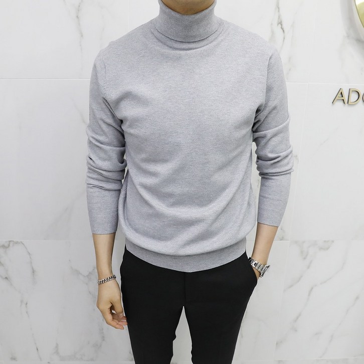 아도르클래식 터틀넥 목폴라 캐시미어 긴팔 니트(ZR)