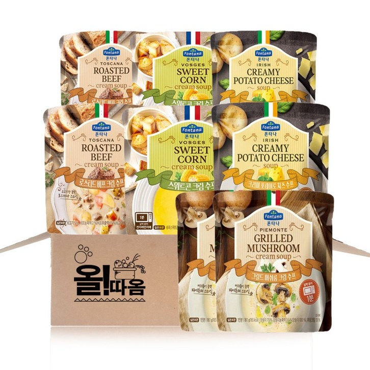 올따옴 폰타나 스프 180g 4종 기획세트로스티드비프크림2포테이토치즈2스위트콘크림2그릴드머쉬룸크림2, 180g, 1개