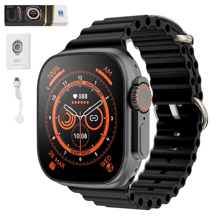 ZD8 PRO 다기능 블루투스 스마트워치 2.2인치 대화면 스포츠워치, 블랙, 5.33cm, 블루투스