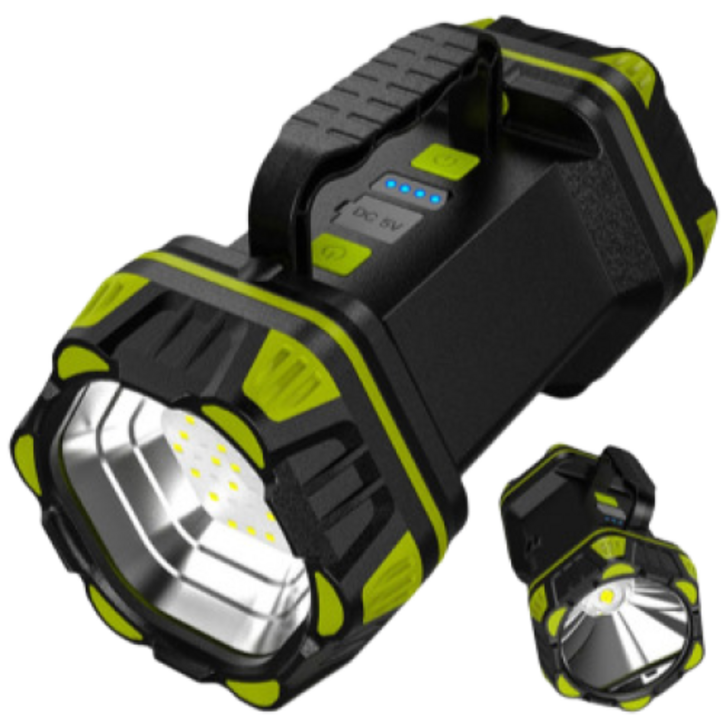 멀티멀타 LED 양면 캠핑 후레쉬 2in1 랜턴 일체형 충전식 C타입 줌 서치, 1개