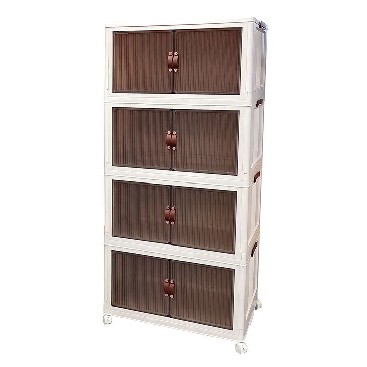 무배 청소앤 특대형 65cm 360 이동식 4단 폴딩수납장 접이식 양문형 80L, 단품