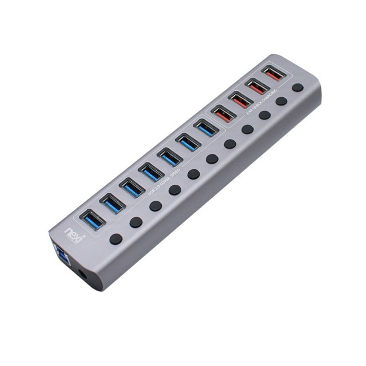 넥시 USB3.0 11포트 유전원 허브 NXU1011P, 혼합색상, 1개 넥시 USB3.0 11포트 유전원 허브 NXU1011P, 혼합색상, 1개