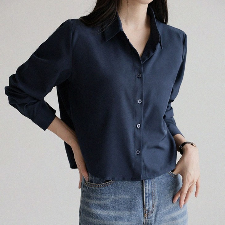 앤드스타일 여성용 링클프리 카라 크롭 블라우스 264936