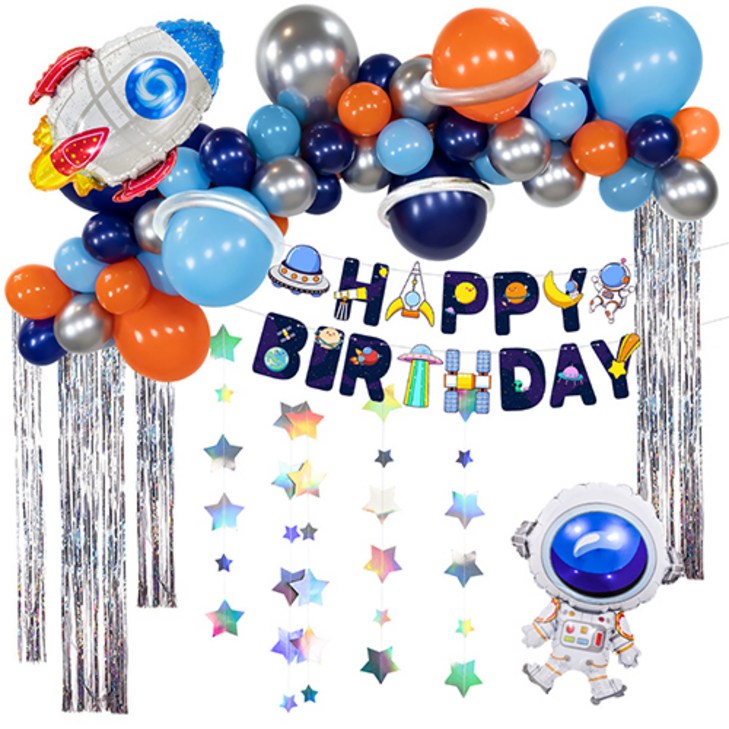 이자벨홈 블루 우주비행사 생일파티 풀패키지 커튼세트, 혼합색상, 1세트 이자벨홈 블루 우주비행사 생일파티 풀패키지 커튼세트, 혼합색상, 1세트